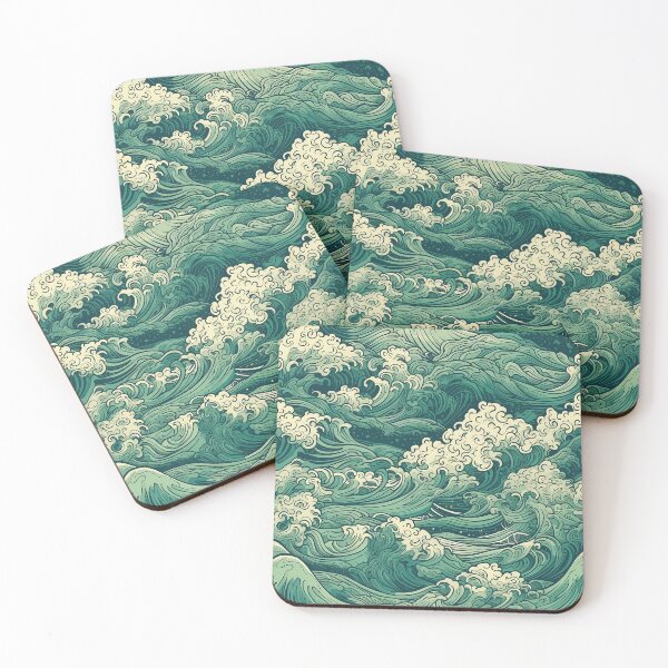 Item preview, Cresting Green Waves Seamless Pattern designed and sold by seamlessStuff.