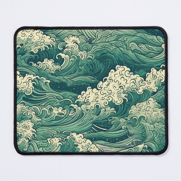 Item preview, Cresting Green Waves Seamless Pattern designed and sold by seamlessStuff.