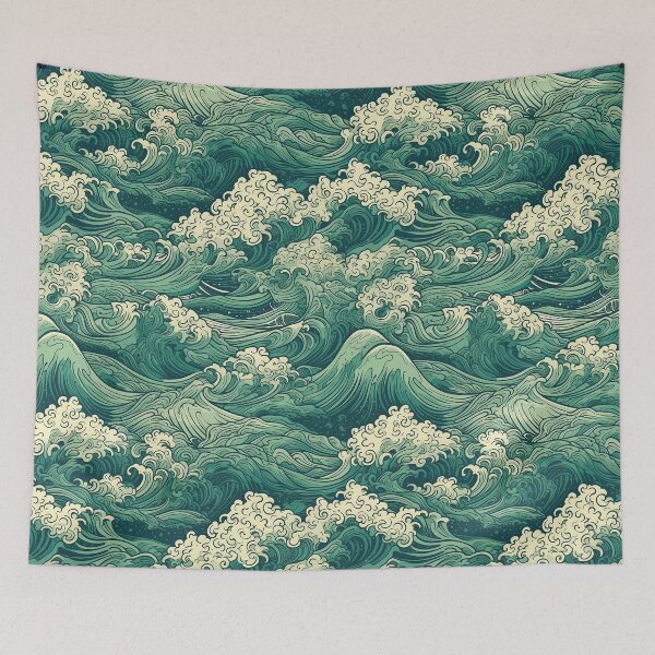 Item preview, Cresting Green Waves Seamless Pattern designed and sold by seamlessStuff.