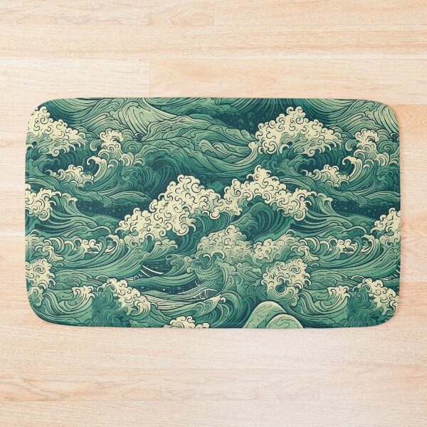 Item preview, Cresting Green Waves Seamless Pattern designed and sold by seamlessStuff.