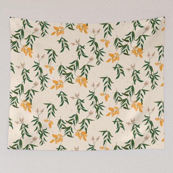 Item preview, Moving Mangos and Blossoms | peach green yellow designed and sold by Ingrid Poole.