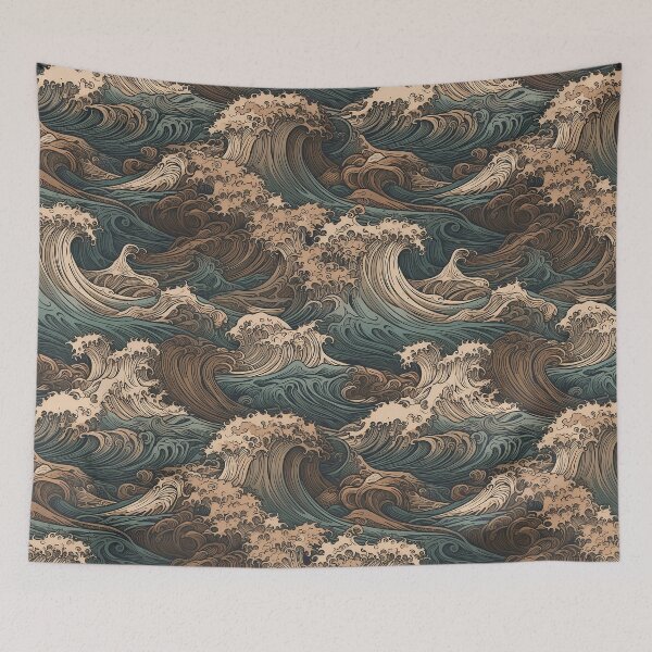 Item preview, Cresting Blue and Brown Waves Seamless Pattern designed and sold by seamlessStuff.