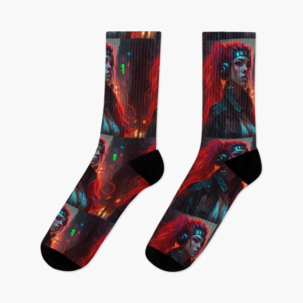 Item preview, Asian Cyberpunk Woman With Red Hair designed and sold by Krystmiks.