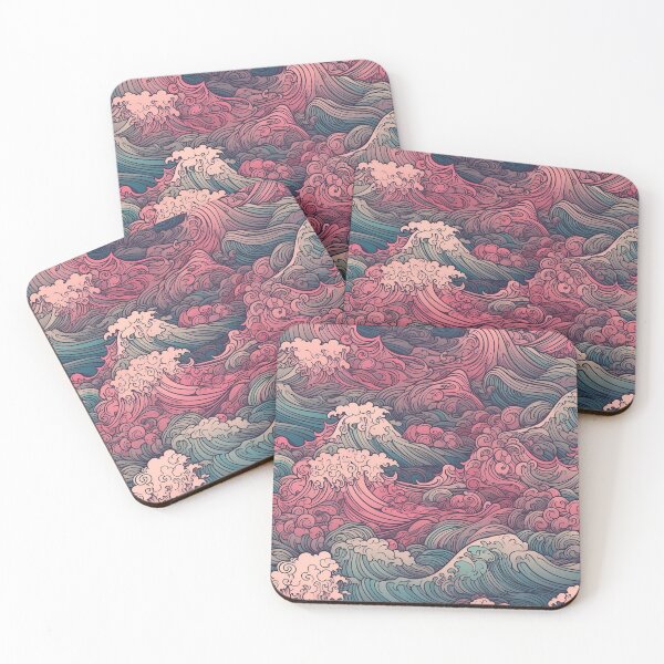 Item preview, Cresting Blue and Pink Waves Seamless Pattern designed and sold by seamlessStuff.