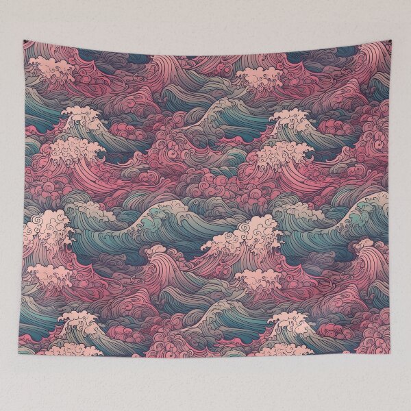 Item preview, Cresting Blue and Pink Waves Seamless Pattern designed and sold by seamlessStuff.