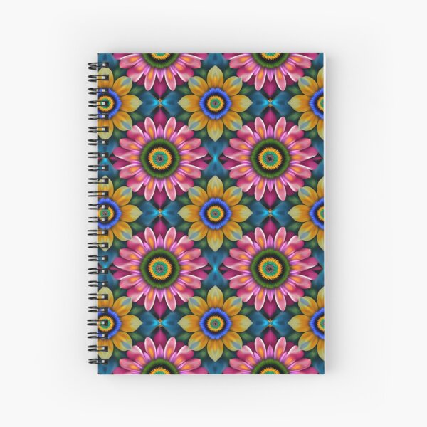 Pink and Yellow flower seamless pattern design Spiral Notebook