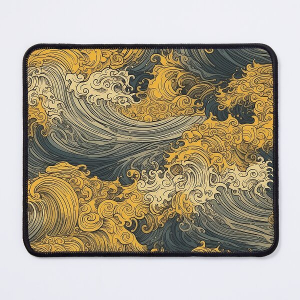 Item preview, Cresting Blue and Yellow Waves Seamless Pattern designed and sold by seamlessStuff.