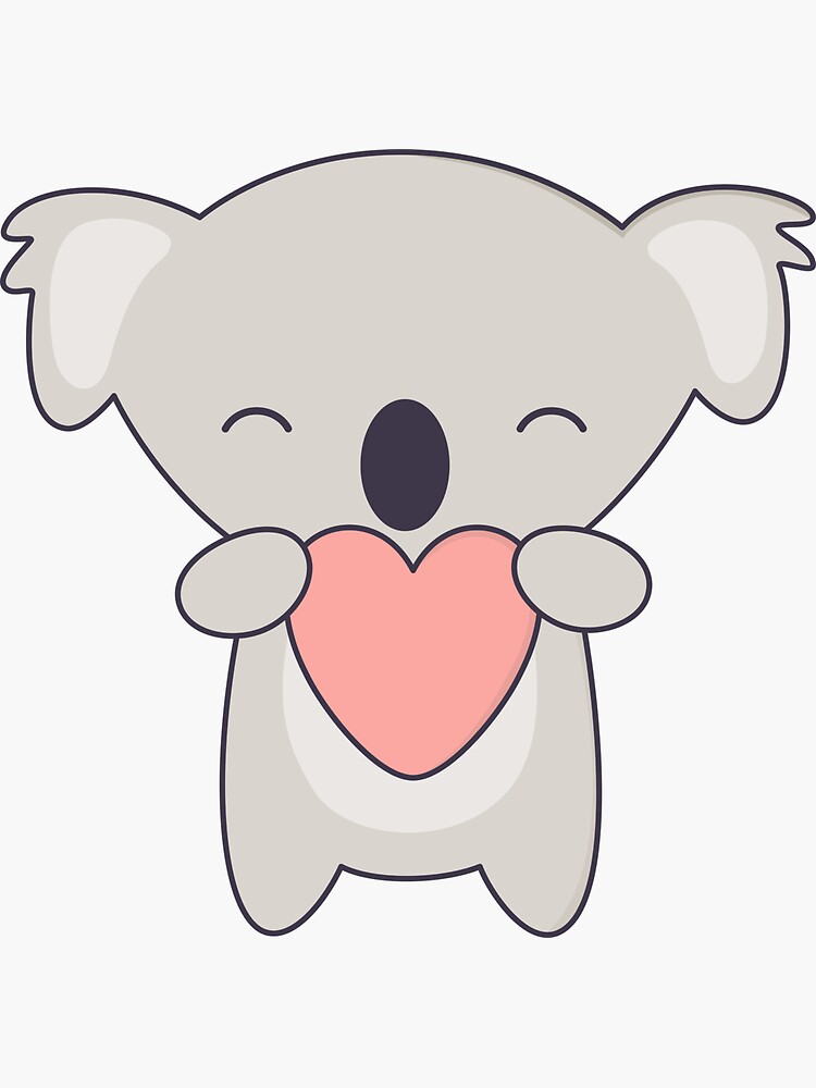 Kawaii lindo oso koala con corazón de wordsberry