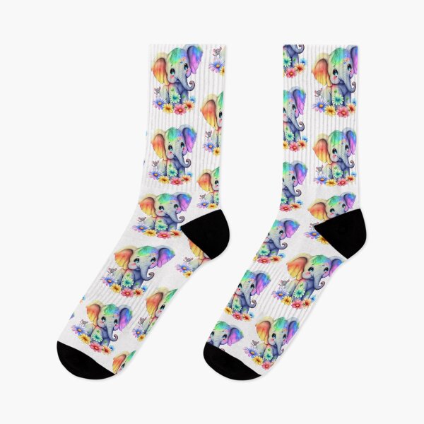 Item preview, Watercolor Colorful Cute Baby Girl Elephants designed and sold by joseech.