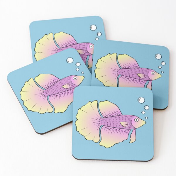 Item preview, Pink and Yellow Betta Fish designed and sold by SkippingBeats.
