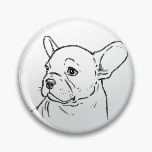 Artikelvorschau, Skizze der französischen Bulldogge, schwarz-weißer Frenchie, Frenchie-Porträt, Frenchie-Zeichnung entworfen und verkauft von Furkid Studio.