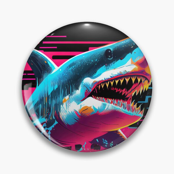 Item preview, Synthwave Retrowave Shark Colorful 1980s Graphic designed and sold by SpookshowDesign.