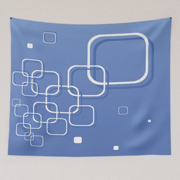 Artikelvorschau, Weiße Quadrate auf einem blauen Hintergrund Abstrakte Kunst entworfen und verkauft von Bruce ALMIGHTY Baker.