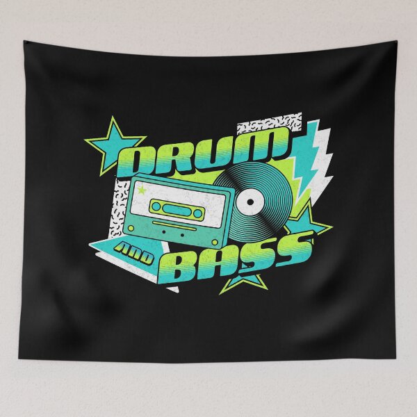 Item preview, DRUM AND BASS  - 90s Steez (lime/aqua blue) designed and sold by Discothreadz.