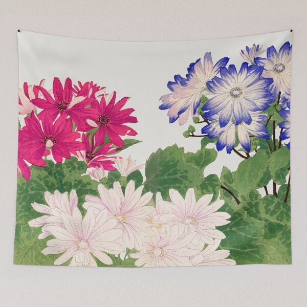 Item preview, Vintage Japanese cineraria flower fine painting for home decoration. designed and sold by paulo silveira.
