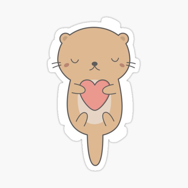 Artikel-Vorschau von Kawaii niedlicher Otter, der ein Herz umarmt, designt und verkauft von wordsberry.