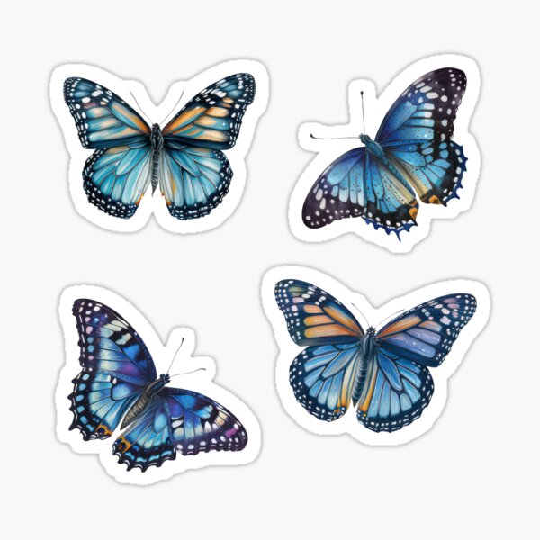 Item preview, Blue Monarch Butterfly Sticker Pack  designed and sold by WatercolorWaves.