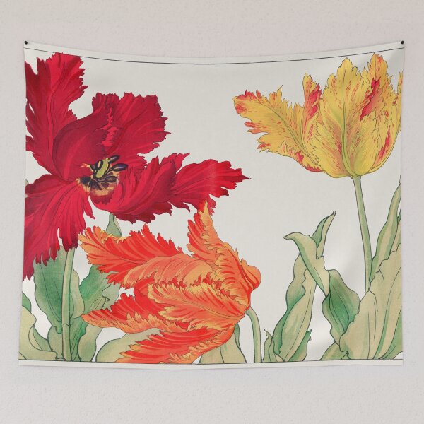 Item preview, Vintage Japanese Parrot Tulip flower fine painting for home decoration. designed and sold by paulo silveira.