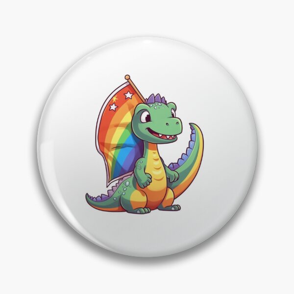 Item preview, Dinosaur Holding Rainbow Flag designed and sold by HandCraftedArt.