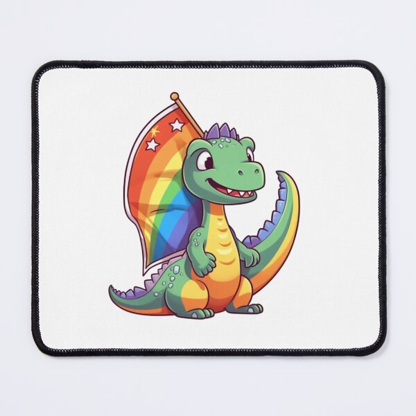 Item preview, Dinosaur Holding Rainbow Flag designed and sold by HandCraftedArt.