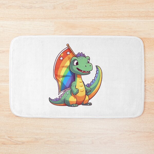 Item preview, Dinosaur Holding Rainbow Flag designed and sold by HandCraftedArt.