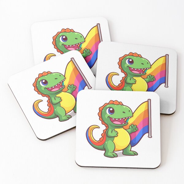 Item preview, Dinosaur With Rainbow Flag designed and sold by HandCraftedArt.