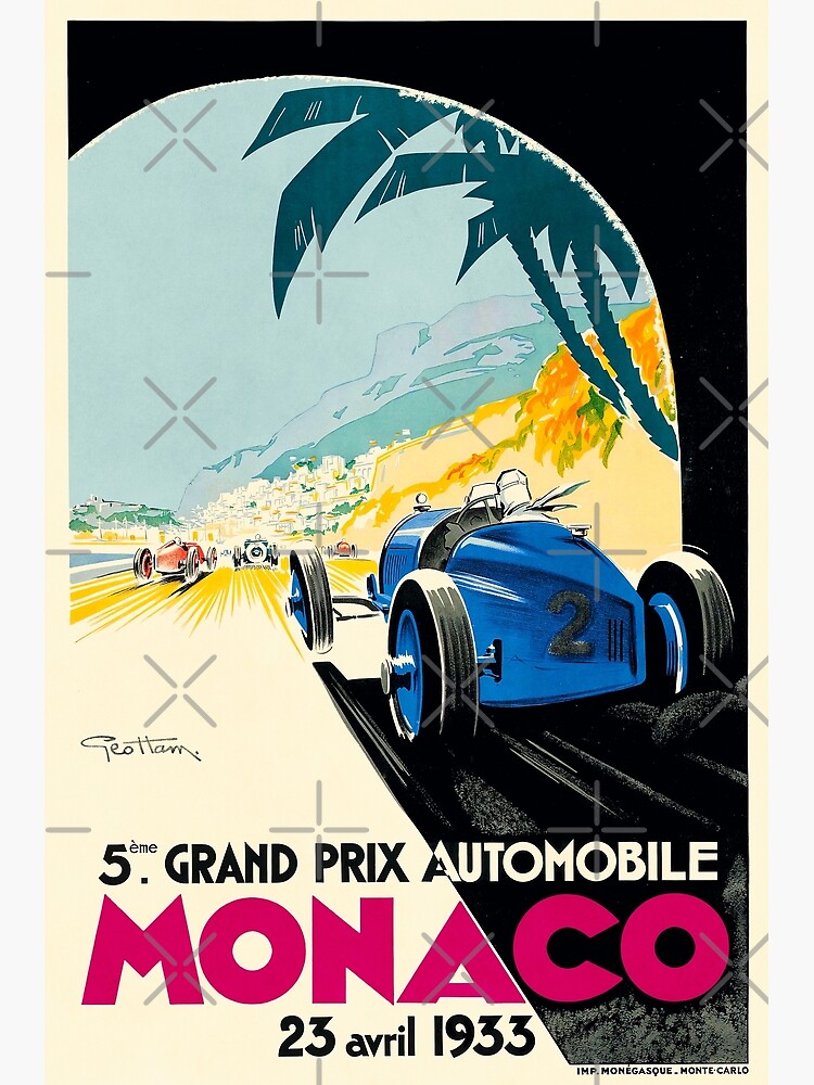 Disover Vintage Poster - Grand Prix Monaco - Georges Hamel - 1933 Premium Matte Vertical Poster