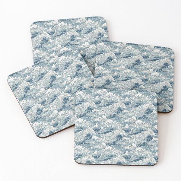 Item preview, Oceanic Waves: Blue and White Nostalgic Pattern Design for Wrapping Paper and Home Decor designed and sold by ArtPowTech.