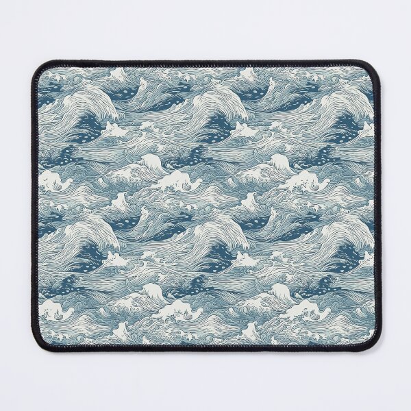 Item preview, Oceanic Waves: Blue and White Nostalgic Pattern Design for Wrapping Paper and Home Decor designed and sold by ArtPowTech.