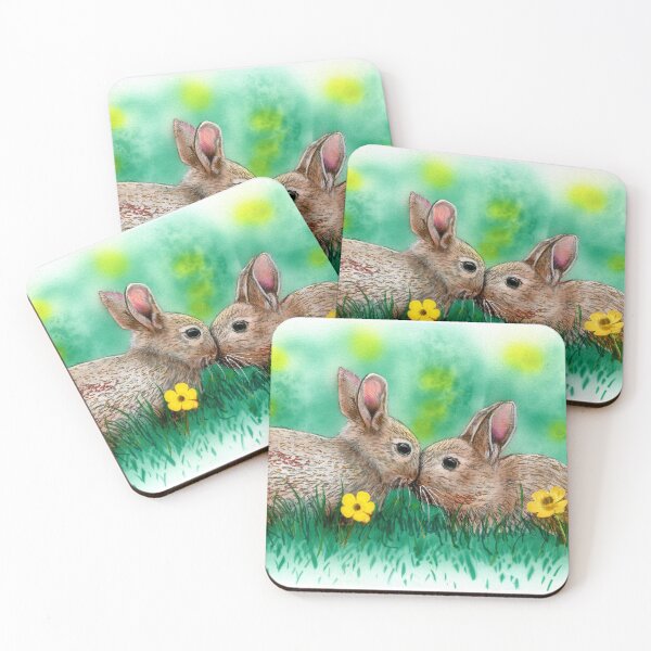 Item preview, Two cute bunnies in grass designed and sold by ForrestArts.