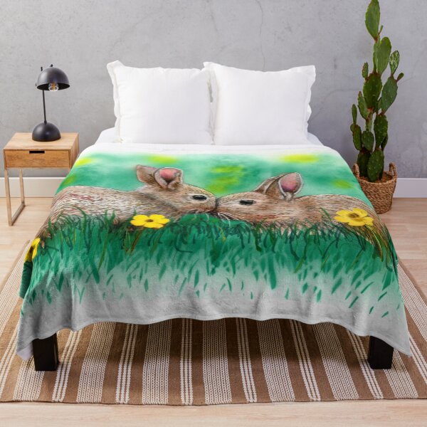 Item preview, Two cute bunnies in grass designed and sold by ForrestArts.
