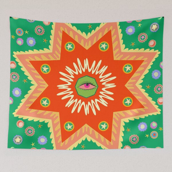 Item preview, All seeing psychedelic illustration designed and sold by Thalia Roman.