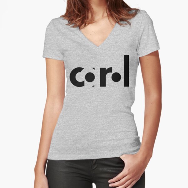 Carol - typography Fitted V-Neck T-Shirt