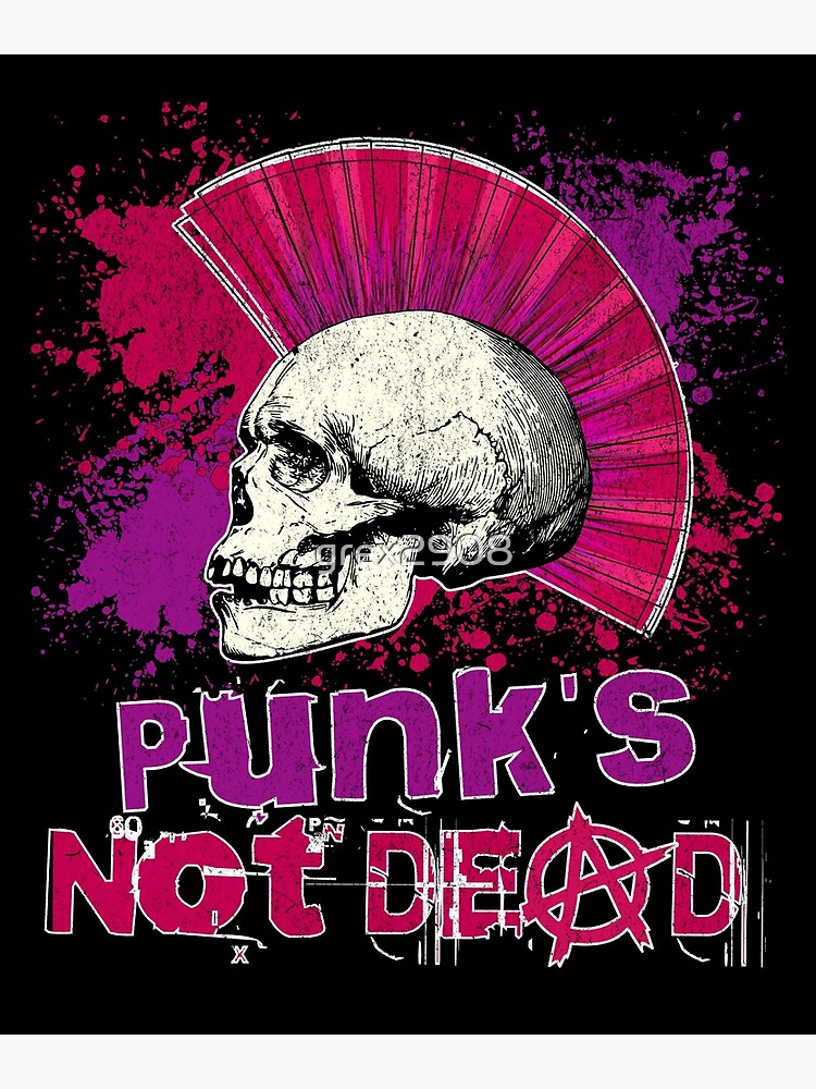 Punk Rock Fan Punk's Not Dead Skull Mohawk Retro Anarchy