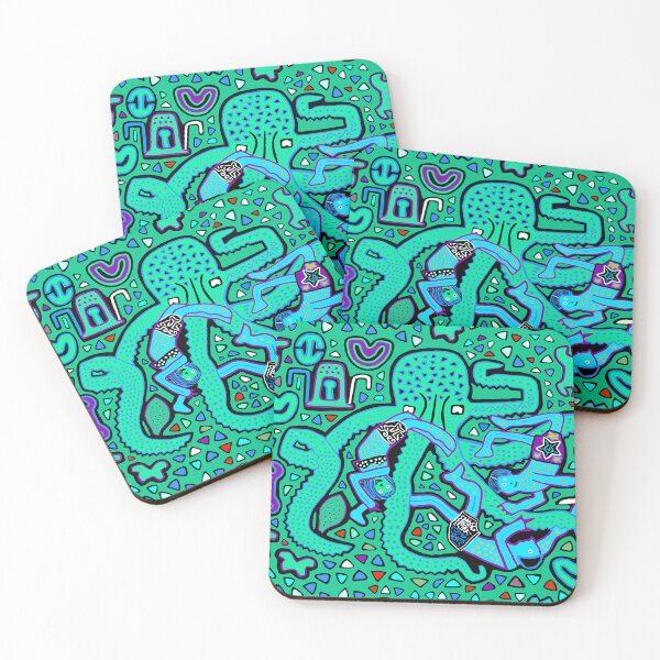 Item preview, Kuna Indian Octopus Attack Mola - Turquoise designed and sold by Esprit-Mystique.