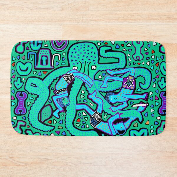 Item preview, Kuna Indian Octopus Attack Mola - Turquoise designed and sold by Esprit-Mystique.
