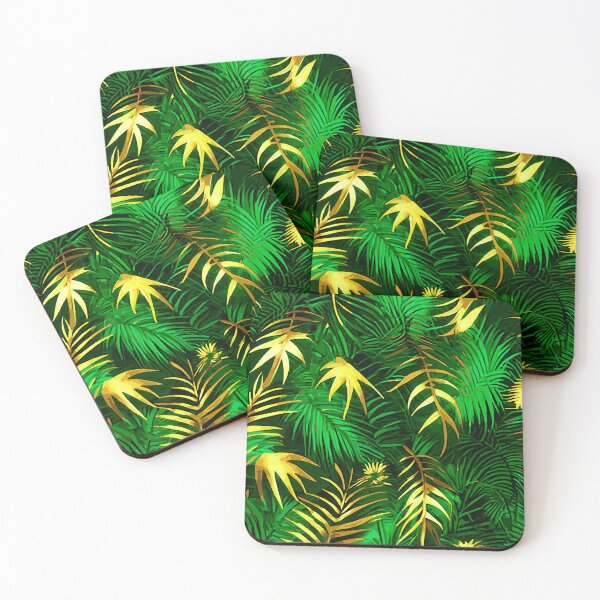 Item preview, Green and golden palm leaves designed and sold by Nikoleta Vukovic.