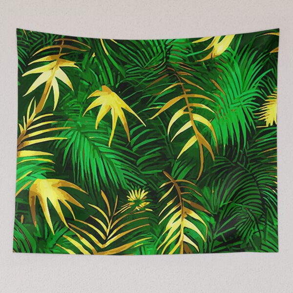 Item preview, Green and golden palm leaves designed and sold by Nikoleta Vukovic.