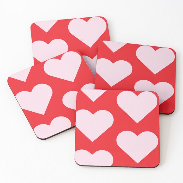 Item preview, Pink Hearts on Red Background - Pattern/Print - Love designed and sold by JustBStudios.
