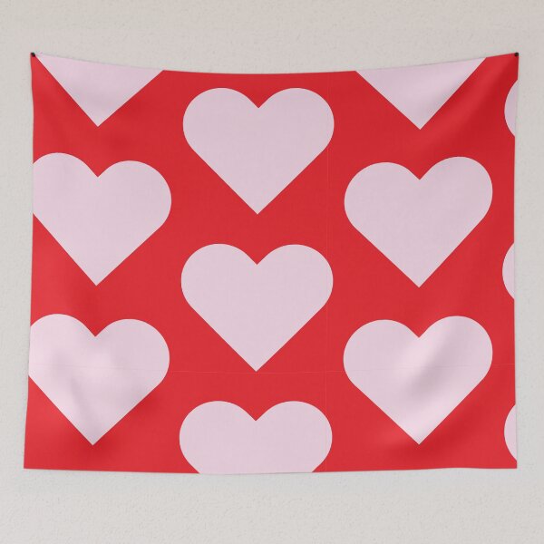 Item preview, Pink Hearts on Red Background - Pattern/Print - Love designed and sold by JustBStudios.