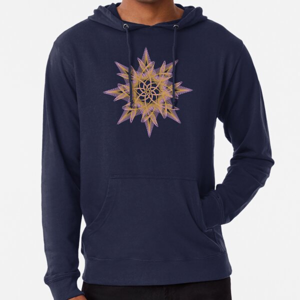 Gold Abstract Delicate Star on Indigo Lightweight Hoodie