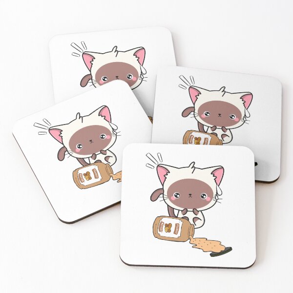 Item preview, Cute White Cat spilled a jar of peanut butter designed and sold by Pet Station.