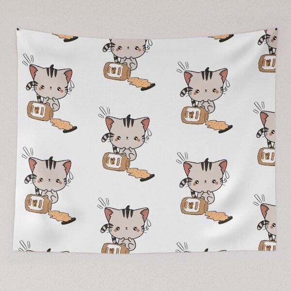 Item preview, Cute Tabby Cat spilled a jar of peanut butter designed and sold by Pet Station.