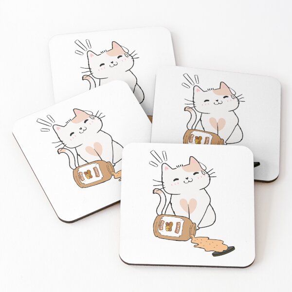 Item preview, Cute White Cat spilled a jar of peanut butter designed and sold by Pet Station.