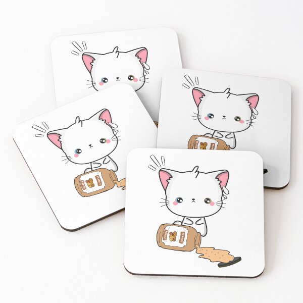 Item preview, Cute White Cat spilled a jar of peanut butter designed and sold by Pet Station.