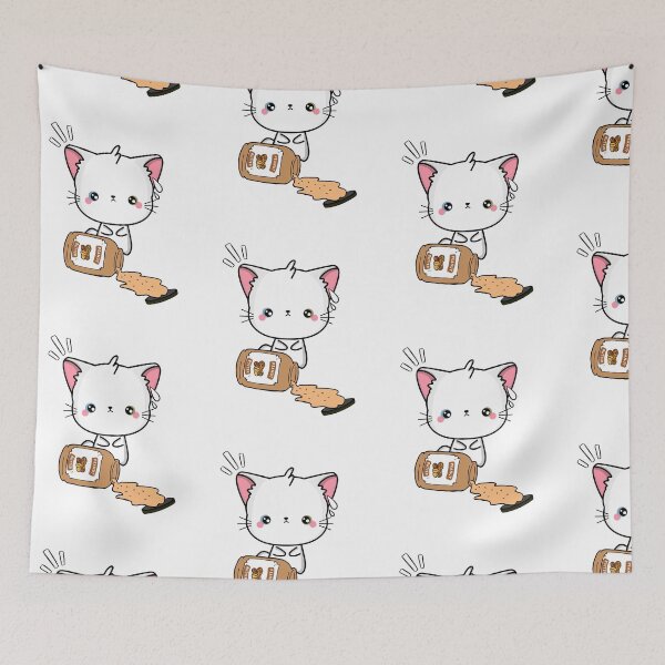 Item preview, Cute White Cat spilled a jar of peanut butter designed and sold by Pet Station.