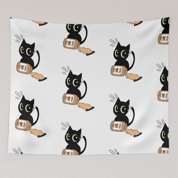 Item preview, Cute Black Cat spilled a jar of peanut butter designed and sold by Pet Station.