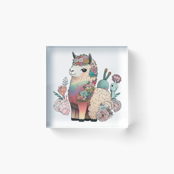 Item preview, Cartoon Floral Llama designed and sold by Fragile Prints.