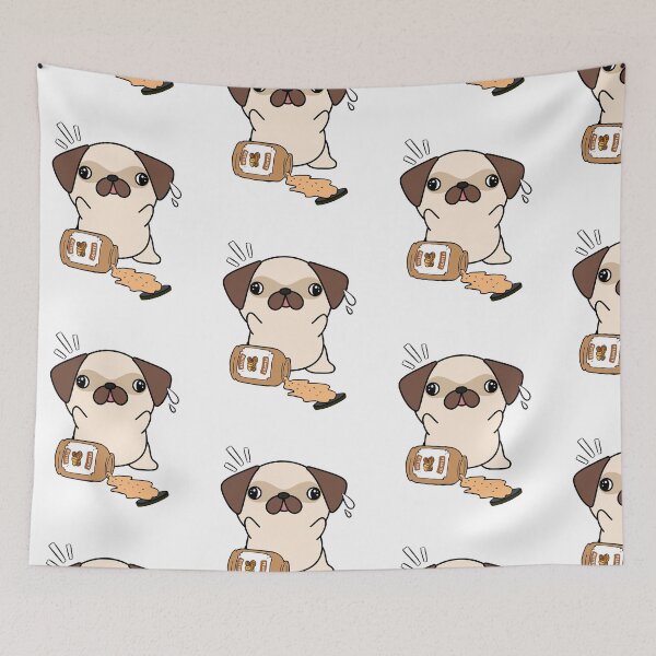 Item preview, Cute Pug spilled a jar of peanut butter designed and sold by Pet Station.