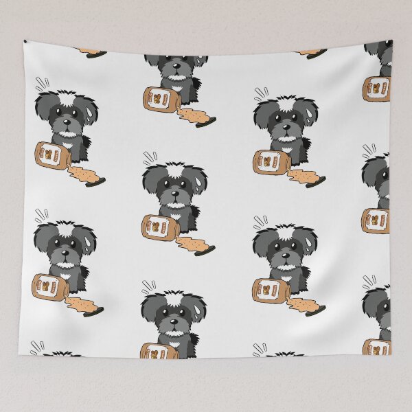 Item preview, Cute Schnauzer spilled a jar of peanut butter designed and sold by Pet Station.